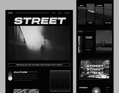 STREET MAG - Landing Page Concept black and white design editorial magazine moody ui ux web design