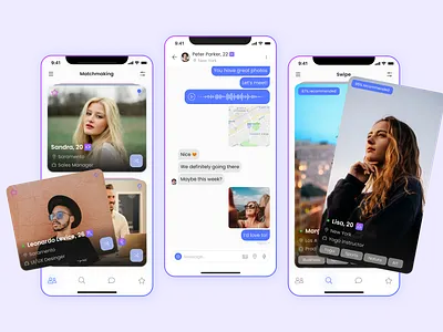 Dating App | Chat, Home, Swipe screen app chat concept dating dating app design designinspiration discover home inspiration matchmaking mobile mobile app profile swipe typography ui ux