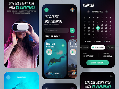 VR Experience Booking App app app design app ui booking app dark ui modern app ui ux vr app vr app design vr experience app