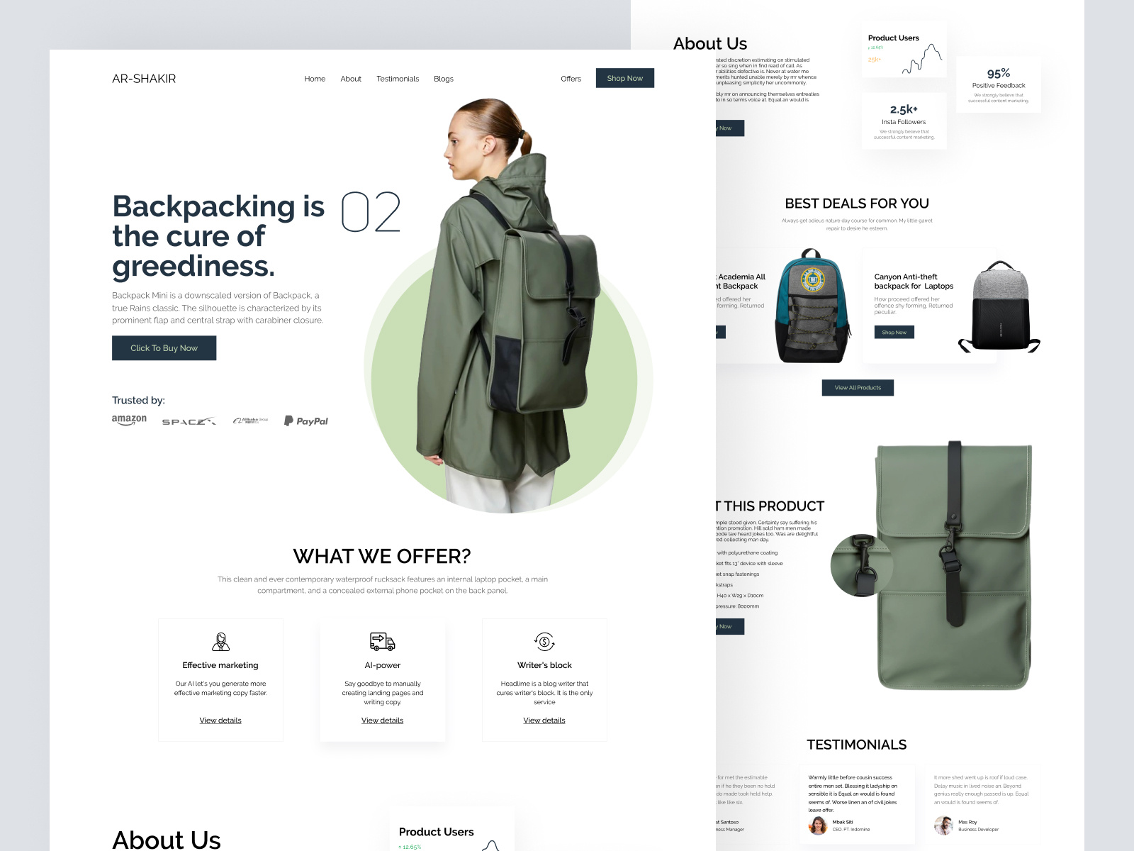 Example of Shopify Product Landing Page Design