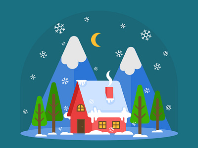 Winter house design digital art drawing flat design graphic design illustration illustration 2d scenery ui vector