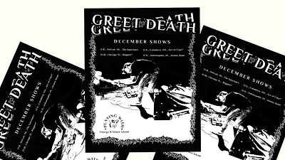 Greet Death December Shows black and white concert flyer concert poster graphic design greet death large type poster design show flyer show poster tour poster typography