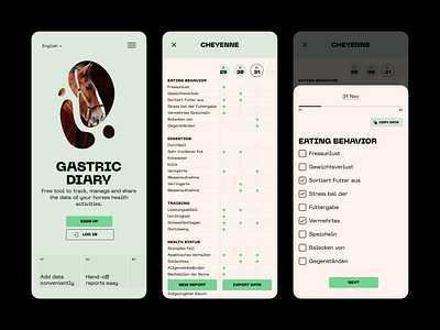 Gastric Diary app app design calendar design list sign up startup ui ux wireframe