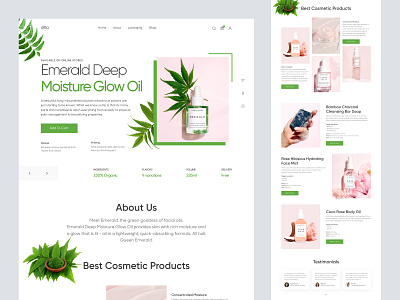 Cosmetic Product Shopify Store Website Design design home home page homepage landing landing page landingpage one product website organic product store organic store shopify single product single product details single product website store web web design webdesign website website design