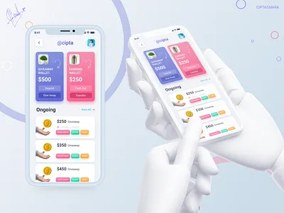 Social Media Mobile Design app deposit design design app design uiux earning giveaway home screen mobile design ongoing design ui wallet