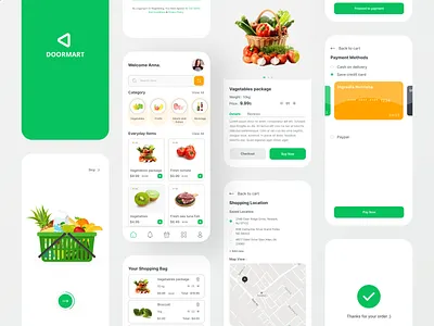 Doormart - Grocery shop app design app app design app designer design doormart e commerce grocery app home delivery icon illustration landing page logo ui ux