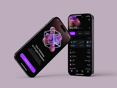 Lumen - Crypto Wallet App 3d account bitcoin btc crypto dark mode design finance shape swap transaction ui ui design ux wallet