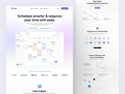 Caly - Landing page calendar design landing page marketingpage saas uidesign