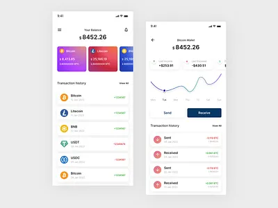 Cryptocurrency Wallet Mobile Application app branding design typography ui ux