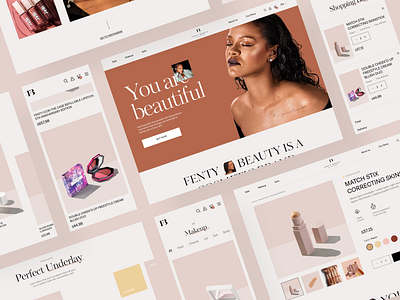 Redesign Fenty Beauty beautifull beauty beauty product beauty website cosmetic cosmetics cosmetics website design ecommerce graphic design landing page makeup minimal minimalist ui ux web webdesign website women