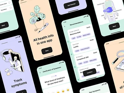 Symptoms app interaction best app best app design design health health app illustration illustration app interaction interaction app medicine mobile mobile app motion symptoms app top app top design app ui ux