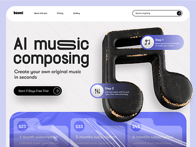 AI Music Composing Tool ai app concept desktop music ui web design