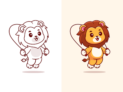 #CatalystTutorial Cute Lion Skipping🦁 animals baby cute exercise hair icon illustration jungle kids king lion logo rope sketch skipping sports step by step tutorial wild