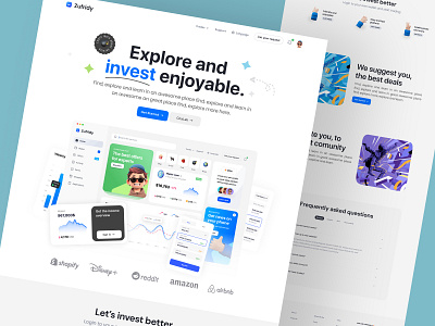 Crypto & NFT landing page 3d blog blue chart crypto cta dashboard hero illustration invest landing page nft present product design trend typography ui ux web web design