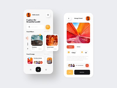 Travel App app app design application booking category destination discovery feed holiday trip hotel journey location mobile mobile app mountains travel trip ui ux vacation webdesign