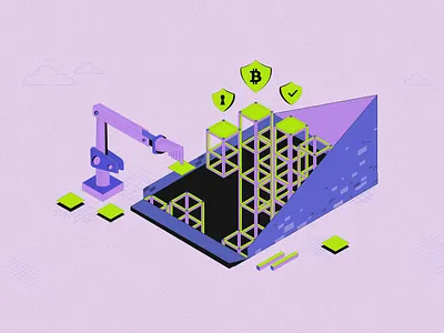 Protocols are Foundations of Blockchain blockchain blog image design crypto graphicdesigner illustration illustrator isometric illustration