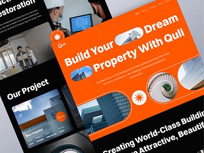 Quli - Construction Landing Page archictecture architect building clean company construct construction contractor design home house illustration landing page property ui ui design web design website