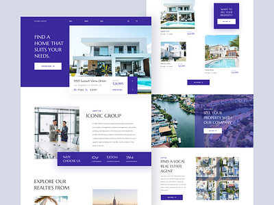 Main page for Real Estate Website about agent banner buy figma hero hero heading house inspiration listing location main page menu property real estate rent sell slider violet webdesign