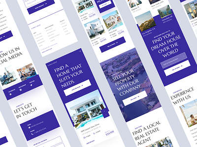 Mobile version for Real Estate Website about agent banner card figma footer form hero home house inspiration landing page listing location property real estate realty social media violet webflow
