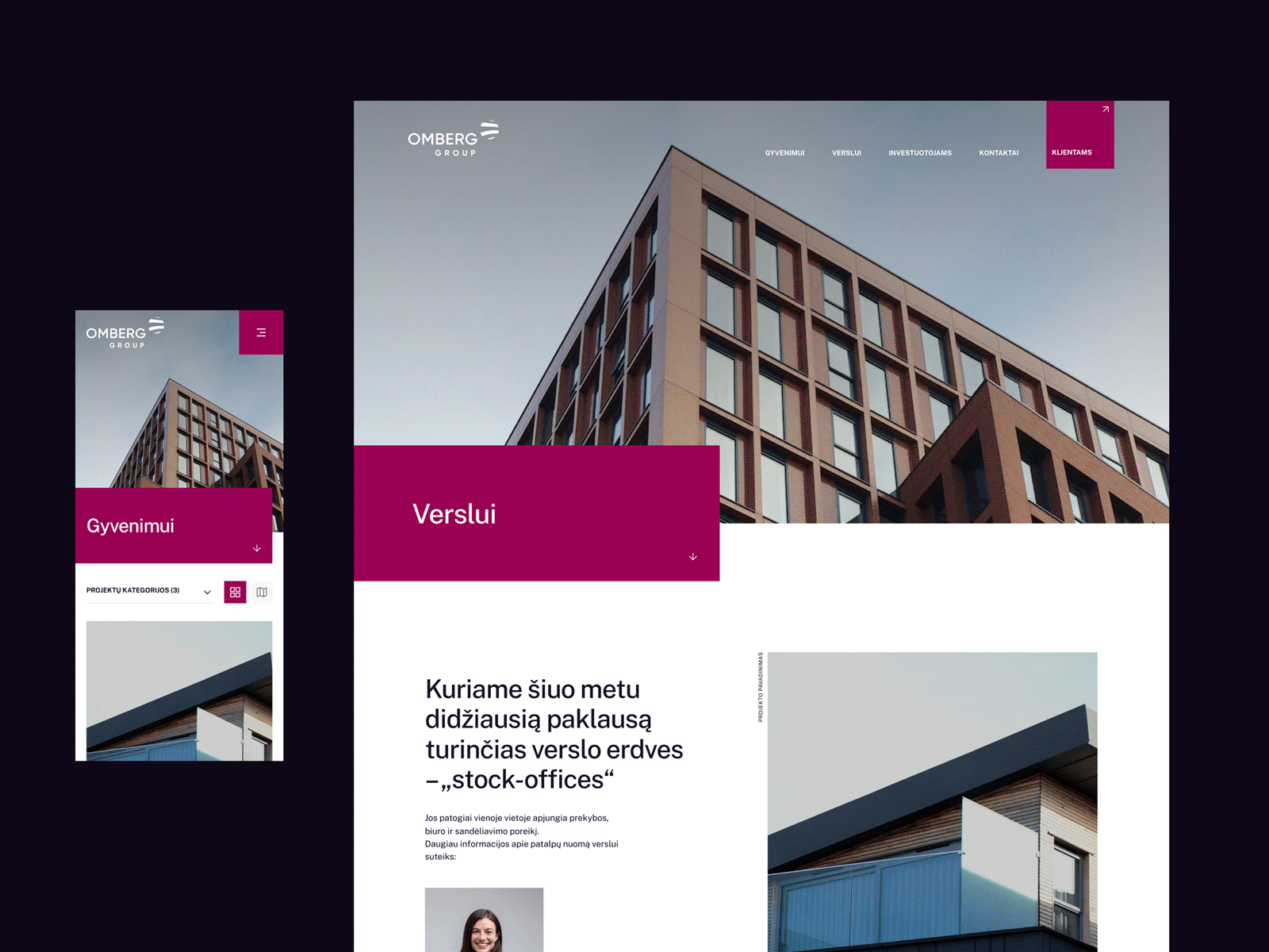 Omberg | Website apartment building corporate house property real estate real estate development ui website