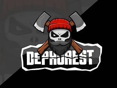 Dephorest sticker axe beard branding character cut face forest hat illustration ireland logo logo design skull slice sticker