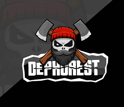 Dephorest sticker axe beard branding character cut face forest hat illustration ireland logo logo design skull slice sticker