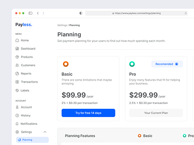 Payless - Planning Page b2b dashboard clean design dashboard design management dashboard minimalist design payment dashboard payment gateways payment page payment planning payment system payment website planning page typography ui user interface ux web dashboard web design website design