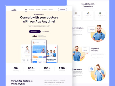 Stethoscope -Healthcare App Promotional Landing Page UI Design app appointment clinic doctor health care app healthcare healthcare app homepage hospital landing page medical consulting medicine mobile mobile app design mobile ui promotion responsive service uidesign uiux design