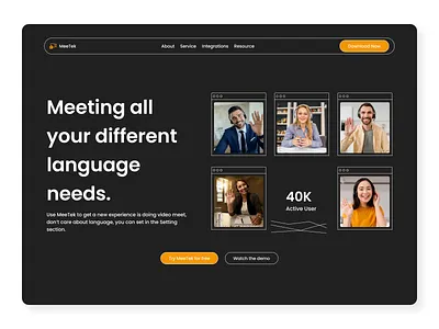 MeeTek - Header meet exploration branding card clean conference daily ui dashboard design figma header hero hero section homescreen landing page meet meeting meetings ui video web website