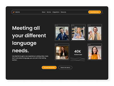 MeeTek - Header meet exploration branding card clean conference daily ui dashboard design figma header hero hero section homescreen landing page meet meeting meetings ui video web website