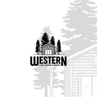 Western Log Home Supply brand construction design graphic design home identity logo supply vector wood