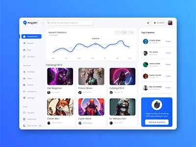 NFT Marketplace Dashboard - Ping NFT app ui nft ui