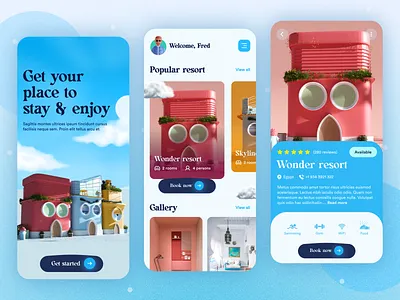 Hotel booking travel real estate minimal app design 3d app design booking booking app creative flight hotel hotel booking minimal modern real estate real estate app reservation tour tourism travel travel app travelling trip vacation