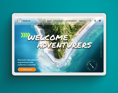 Travel & Tours | Landing page blue design e commerce figma header image lander landing page tours travel turquoise ui web design web page website