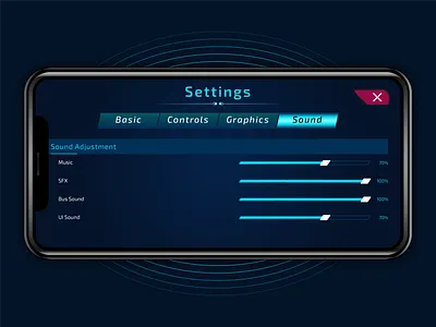Mobile Game Settings Screen app ui simulator game ui