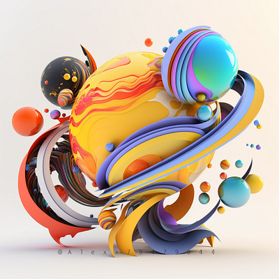 3D Fantasy of Planets in Solar System No. 002 3d 3dart 3dillustration advertising ai aiart aiartist aiartwork branding design fashion giftdesign illustration sdg