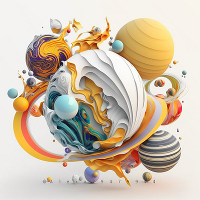 3D Fantasy of Planets in Solar System No. 001 3d 3dart 3dillustration aiart aiartwork branding design fantasy fashion galaxy giftdesign illustration nft planet poster sciencefiction space universe