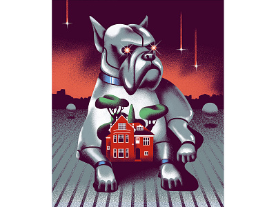 illustration for BBC Science Focus magazine design dog illustration magazine robots vintage