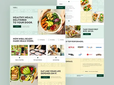 Nibll - Website for Catering Company branding catering design food delivery graphic design illustration landing meal planner website