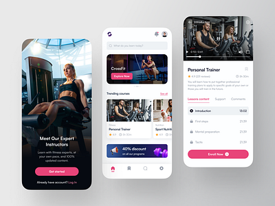 Fitness App Courses app course courses design fit fitness gym health illustration mobile sport ui ux ux design