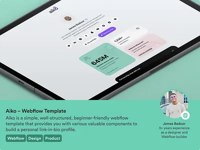 Aiko – Webflow Template design product webflow