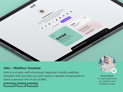 Aiko – Webflow Template design product webflow