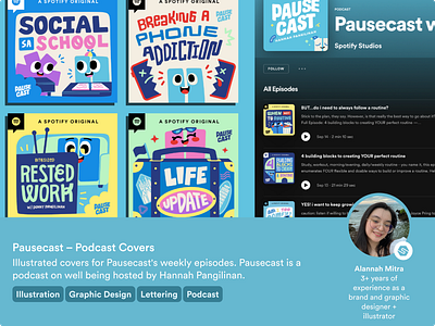 Pausecast – Podcast Covers graphic design illustration lettering podcast
