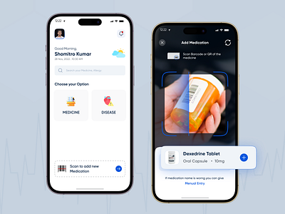 DrugsGPS - Scan to add medicine App add medicine app branding design drugs graphic design icon medical medical app medicine minimal mobile app product design scan scan medicine typography ui ux vector web