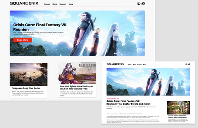 Square Enix - Website Design 3d design figma news news app newspaper square enix squareenix video games website
