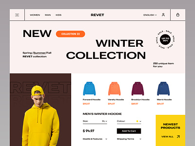 Hoodie website design: landing page home page ui apparel clothes dribbble2022 ecommerce fashion fashion blogger hoodie hoodiemockup lookbook menswear online shopping outfits style swag sweater uitrends wear web design website winter