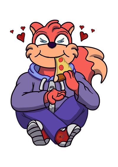 pizza lover art furry pizza squirrel sticker