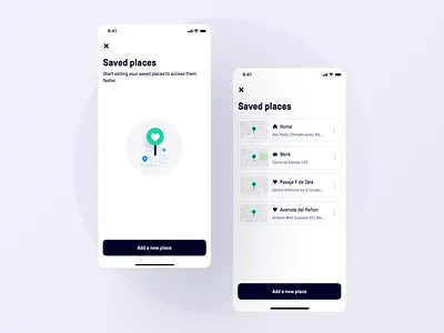 Beat - Saved Places app car clean design didi empty state favorite address illustration list location lyft map minimal modern ride hailing saved saved address taxi uber ui
