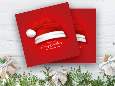 Minimal Santa Claus Greeting Card advertising christmas graphic design illustration poster santa claus santa hat social media post social media template template