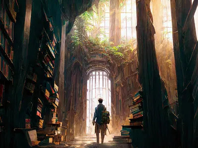 Library 4 ai art color concept design digital gradient illustration light midjourney minimal painting photoshop simple